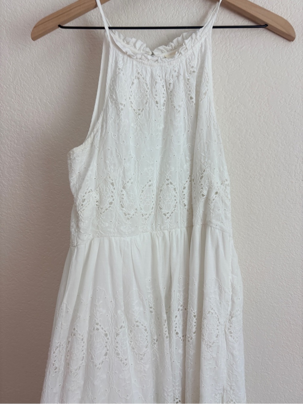 Anthropologie Maeve Tiered White Eyelet Halter Midi Dress - Picture 10 of 11